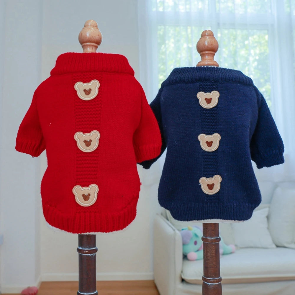 Christmas Dog Sweater Warm Pet Sweater Cute Striped Knitted Bowtie Puppy Cat Sweater Dog Sweatshirt Clothes Coat Outfit Apparel
