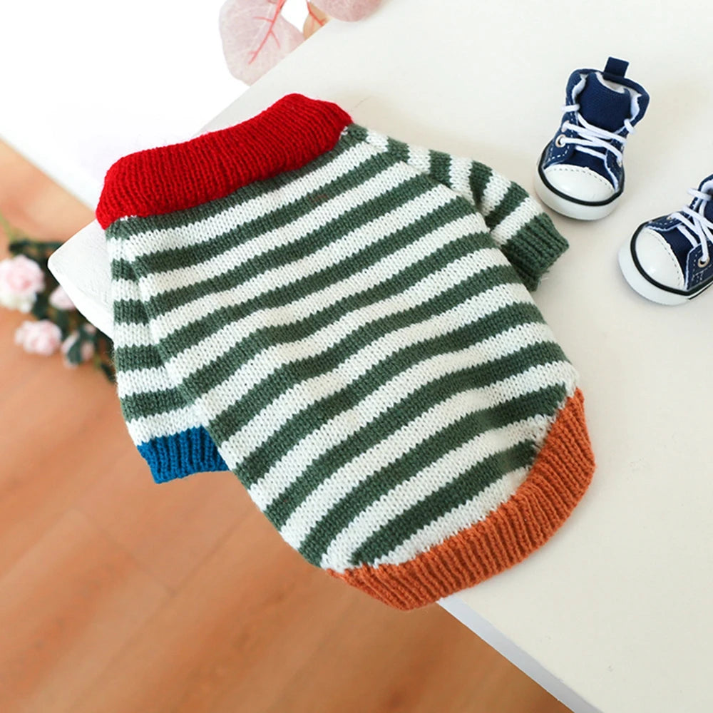 Christmas Dog Sweater Warm Pet Sweater Cute Striped Knitted Bowtie Puppy Cat Sweater Dog Sweatshirt Clothes Coat Outfit Apparel