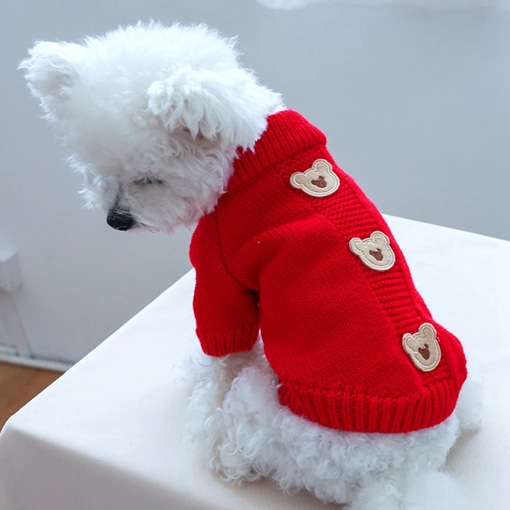 Christmas Dog Sweater Warm Pet Sweater Cute Striped Knitted Bowtie Puppy Cat Sweater Dog Sweatshirt Clothes Coat Outfit Apparel