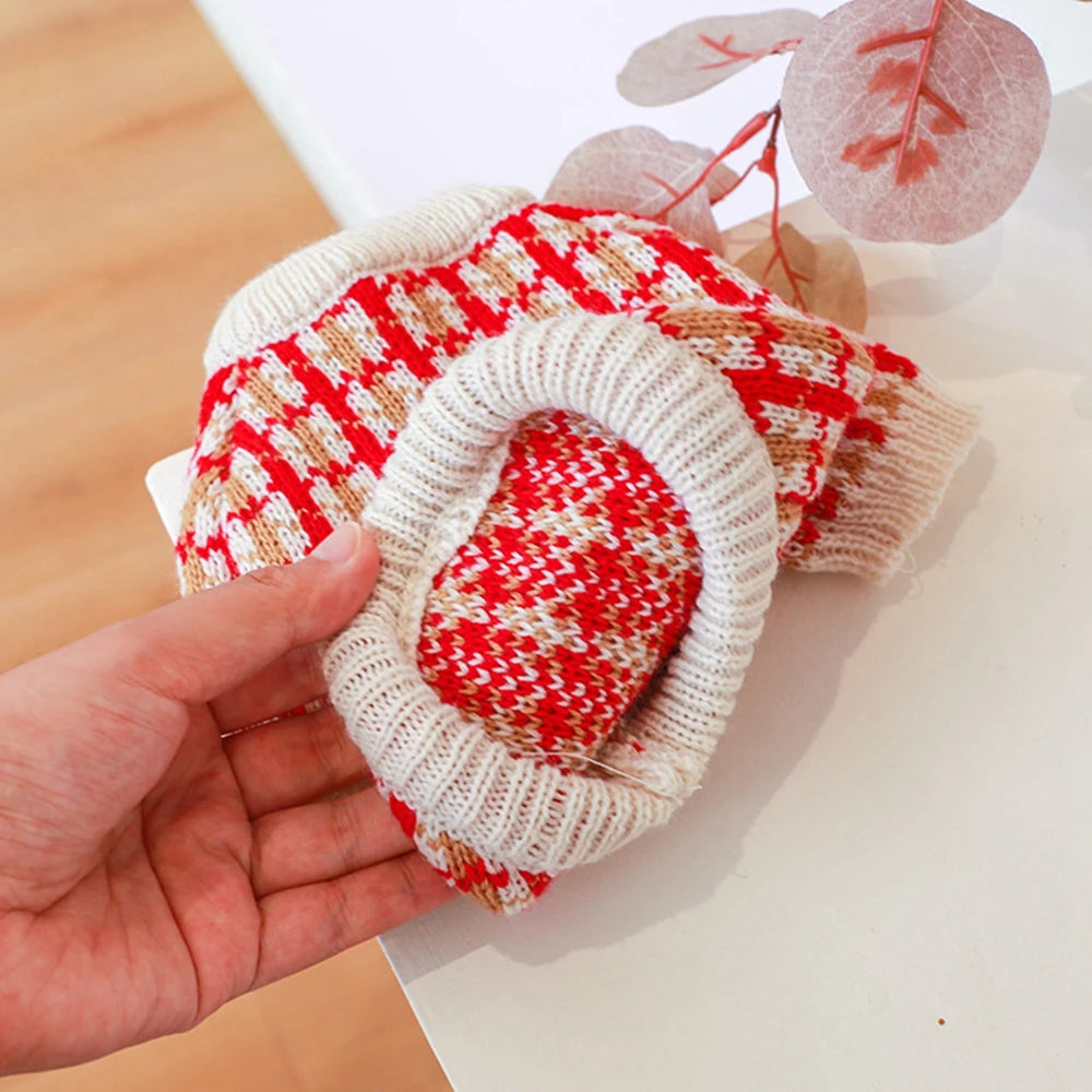 Christmas Dog Sweater Warm Pet Sweater Cute Striped Knitted Bowtie Puppy Cat Sweater Dog Sweatshirt Clothes Coat Outfit Apparel