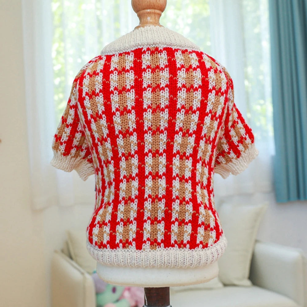 Christmas Dog Sweater Warm Pet Sweater Cute Striped Knitted Bowtie Puppy Cat Sweater Dog Sweatshirt Clothes Coat Outfit Apparel