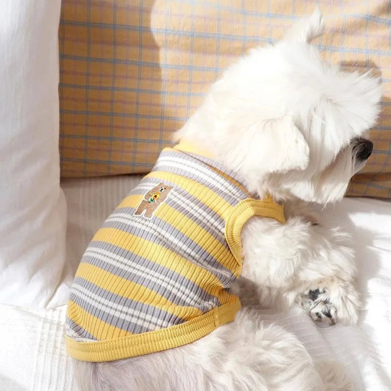 Striped Dog Cooling Vest Cute Dog Clothes Summer Pet T Shirts Chihuahua Costume Bichon Dog Clothing Cat Undershirt Puppy Vests