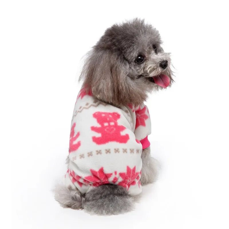 Dog Pajamas Winter Dog Clothes Dot Print Warm Jumpsuits Coat For Small Dogs Puppy Dog Cat Chihuahua Pomeranian Nightshirt Pants