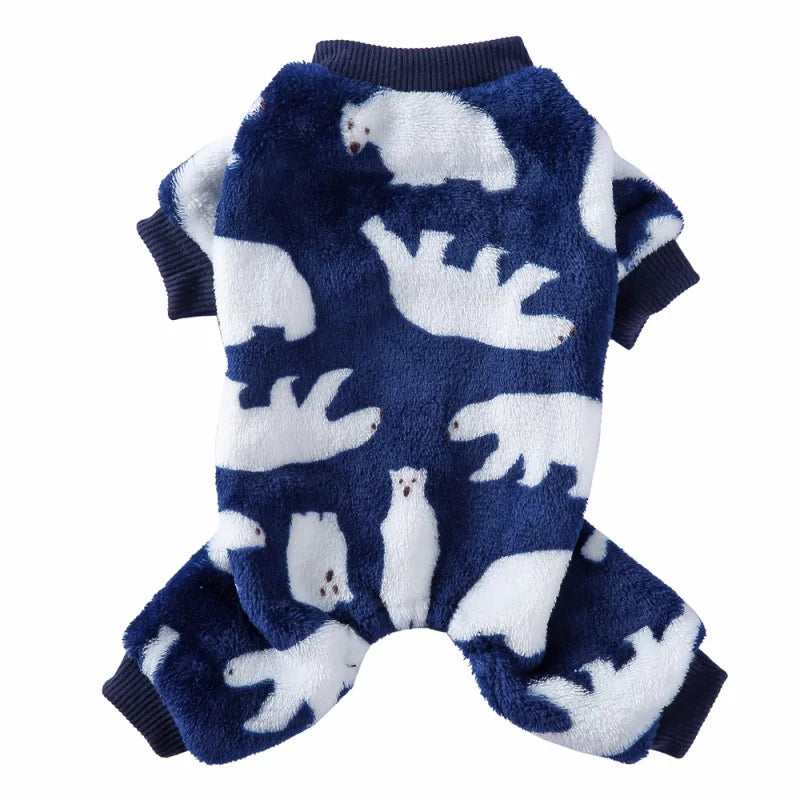 Dog Pajamas Winter Dog Clothes Dot Print Warm Jumpsuits Coat For Small Dogs Puppy Dog Cat Chihuahua Pomeranian Nightshirt Pants