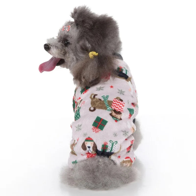 Dog Pajamas Winter Dog Clothes Print Warm Jumpsuit Coat For Small Dogs Puppy Dog Cat Chihuahua Pomeranian Clothing Jumpsuits