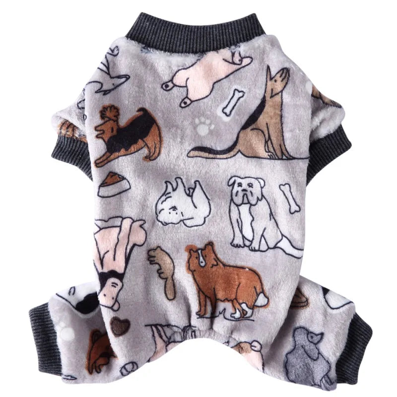 Dog Pajamas Winter Dog Clothes Dot Print Warm Jumpsuits Coat For Small Dogs Puppy Dog Cat Chihuahua Pomeranian Nightshirt Pants