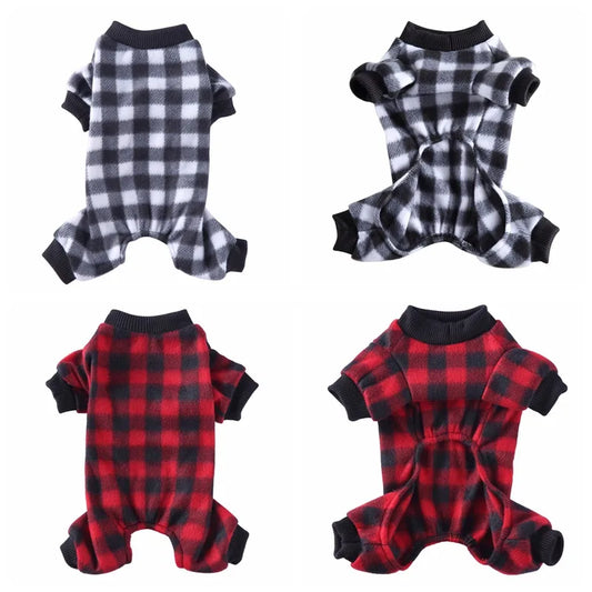 Dog Pajamas Winter Dog Clothes Dot Print Warm Jumpsuits Coat For Small Dogs Puppy Dog Cat Chihuahua Pomeranian Nightshirt Pants