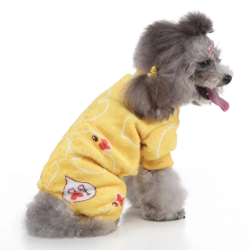 Dog Pajamas Winter Dog Clothes Print Warm Jumpsuit Coat For Small Dogs Puppy Dog Cat Chihuahua Pomeranian Clothing Jumpsuits