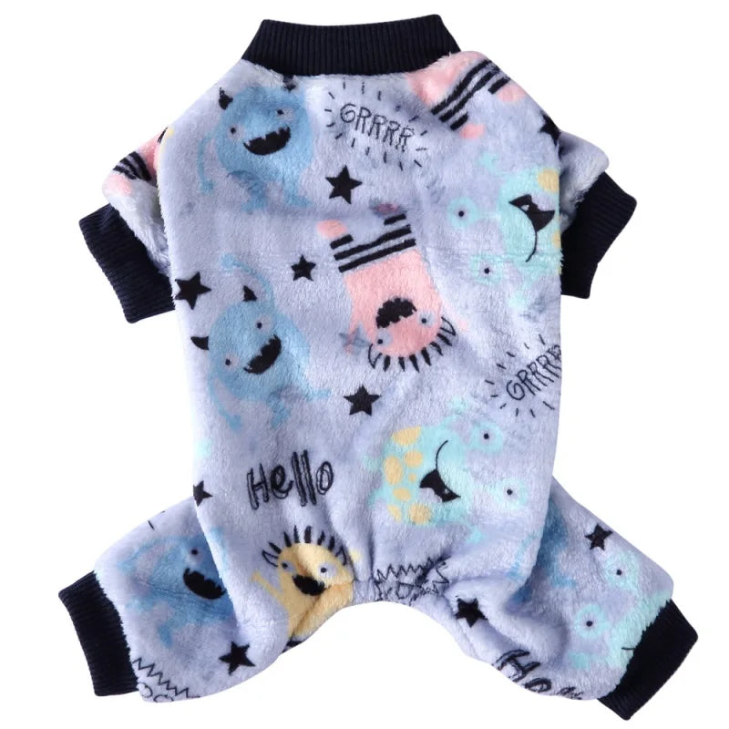 Dog Pajamas Winter Dog Clothes Dot Print Warm Jumpsuits Coat For Small Dogs Puppy Dog Cat Chihuahua Pomeranian Nightshirt Pants