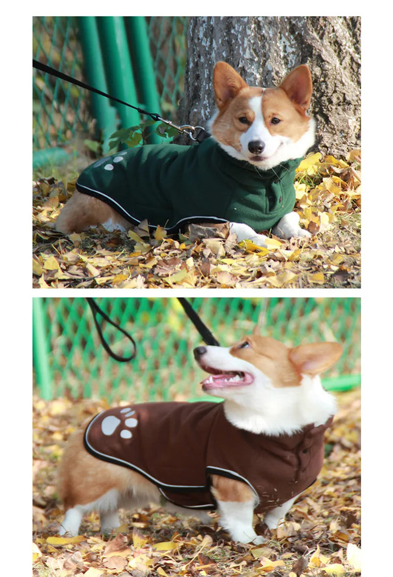 Fleece Dog Jacket Spring Warm Dog Clothes for Small Medium Large Dogs Reflective Windproof Outdoor Pet Coat Elastic Belly Corgi