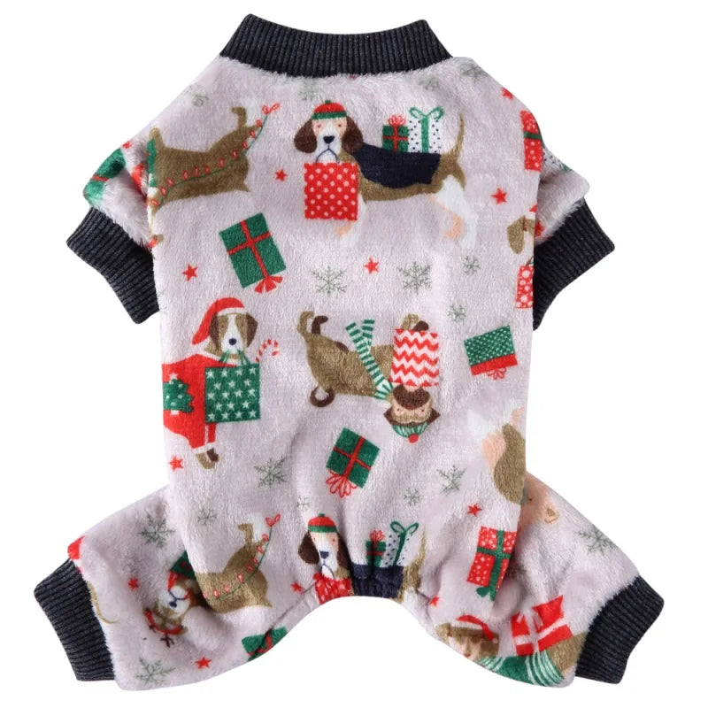 Dog Pajamas Winter Dog Clothes Dot Print Warm Jumpsuits Coat For Small Dogs Puppy Dog Cat Chihuahua Pomeranian Nightshirt Pants