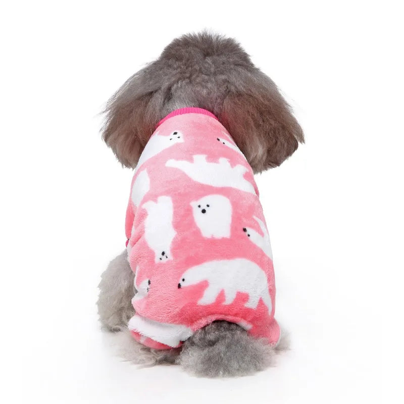 Dog Pajamas Winter Dog Clothes Print Warm Jumpsuit Coat For Small Dogs Puppy Dog Cat Chihuahua Pomeranian Clothing Jumpsuits