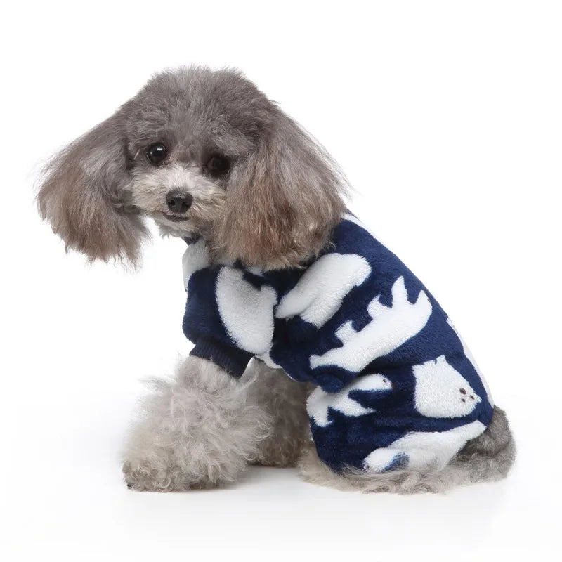 Dog Pajamas Winter Dog Clothes Dot Print Warm Jumpsuits Coat For Small Dogs Puppy Dog Cat Chihuahua Pomeranian Nightshirt Pants