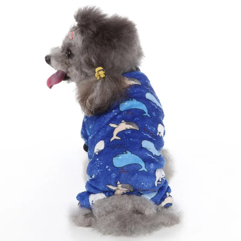 Dog Pajamas Winter Dog Clothes Print Warm Jumpsuit Coat For Small Dogs Puppy Dog Cat Chihuahua Pomeranian Clothing Jumpsuits