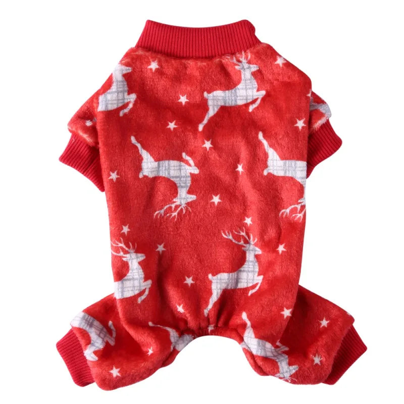 Dog Pajamas Winter Dog Clothes Dot Print Warm Jumpsuits Coat For Small Dogs Puppy Dog Cat Chihuahua Pomeranian Nightshirt Pants
