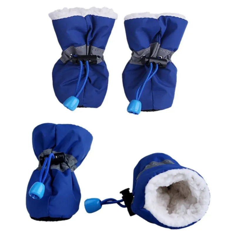 4pcs Waterproof Winter Pet Dog Shoes Anti-slip Rain Snow Boots Footwear Thick Warm For Small Cats Dogs Puppy Dog Socks Booties L