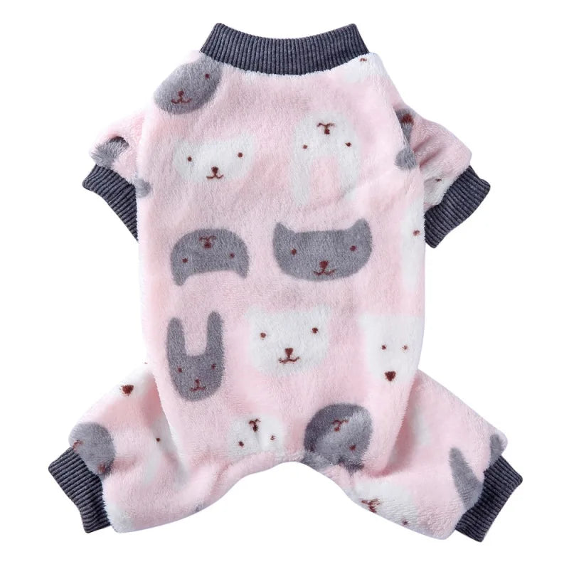 Dog Pajamas Winter Dog Clothes Dot Print Warm Jumpsuits Coat For Small Dogs Puppy Dog Cat Chihuahua Pomeranian Nightshirt Pants