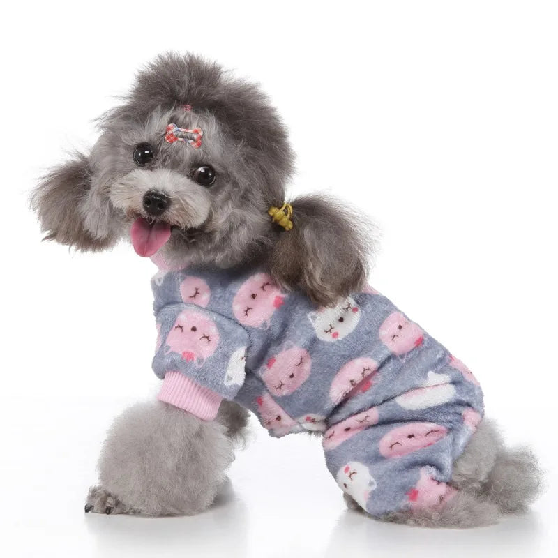 Dog Pajamas Winter Dog Clothes Print Warm Jumpsuit Coat For Small Dogs Puppy Dog Cat Chihuahua Pomeranian Clothing Jumpsuits
