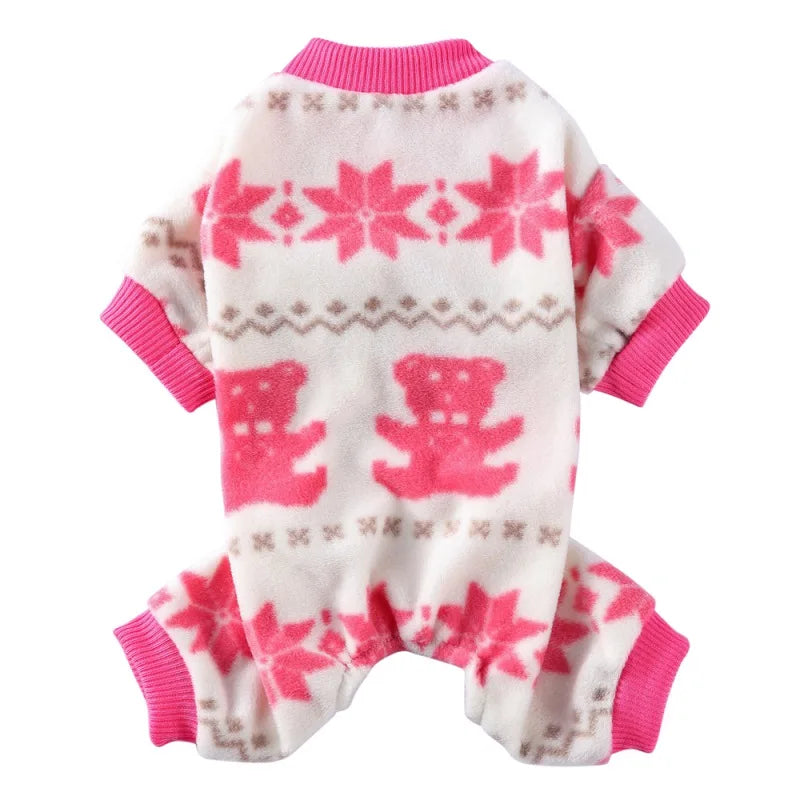 Dog Pajamas Winter Dog Clothes Dot Print Warm Jumpsuits Coat For Small Dogs Puppy Dog Cat Chihuahua Pomeranian Nightshirt Pants