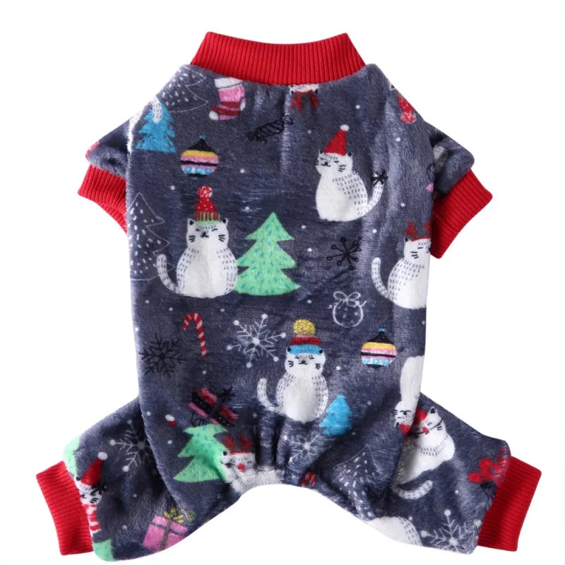 Dog Pajamas Winter Dog Clothes Dot Print Warm Jumpsuits Coat For Small Dogs Puppy Dog Cat Chihuahua Pomeranian Nightshirt Pants
