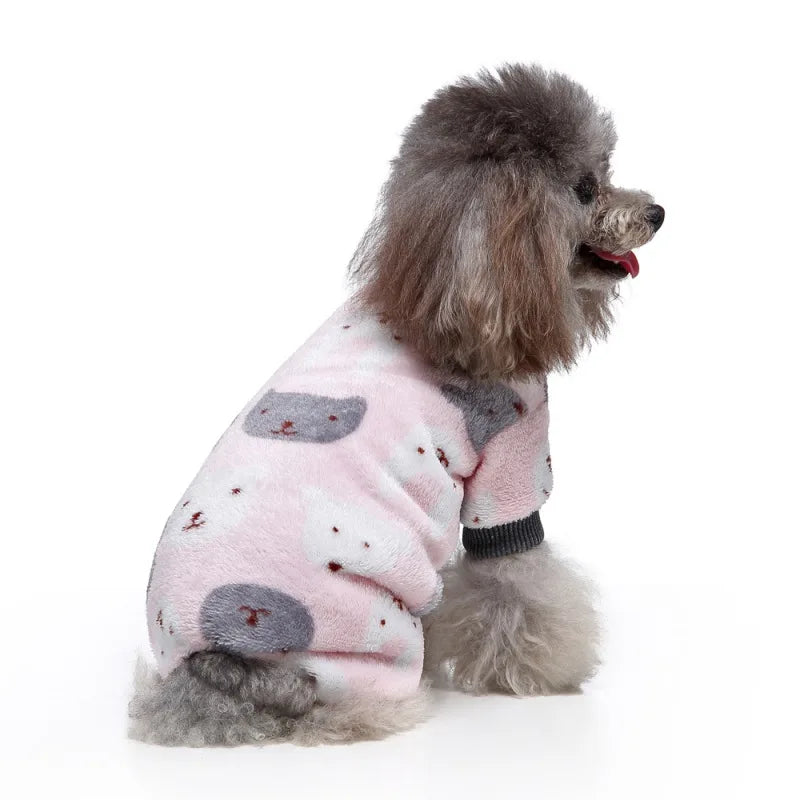 Dog Pajamas Winter Dog Clothes Print Warm Jumpsuit Coat For Small Dogs Puppy Dog Cat Chihuahua Pomeranian Clothing Jumpsuits