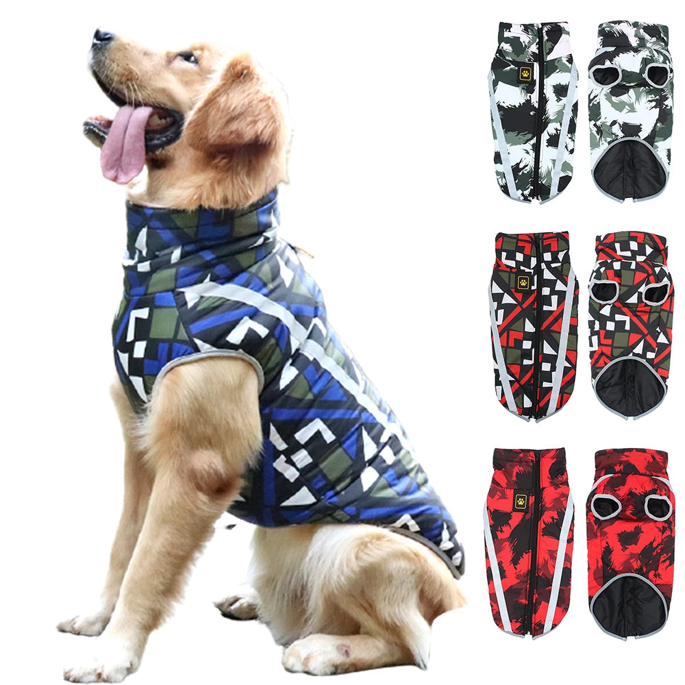 Winter Warm Dog Clothes Windproof Waterproof Dog Coats Pet Outdoor Jackets Reflective Plaid Design Pet Clothes For Dogs Winter