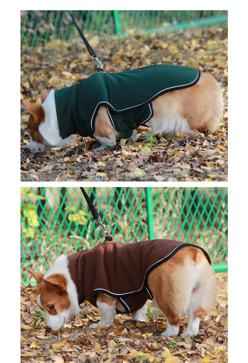 Fleece Dog Jacket Spring Warm Dog Clothes for Small Medium Large Dogs Reflective Windproof Outdoor Pet Coat Elastic Belly Corgi