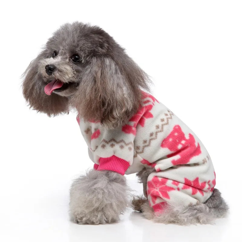 Dog Pajamas Winter Dog Clothes Dot Print Warm Jumpsuits Coat For Small Dogs Puppy Dog Cat Chihuahua Pomeranian Nightshirt Pants