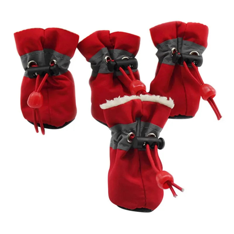 4pcs Waterproof Winter Pet Dog Shoes Anti-slip Rain Snow Boots Footwear Thick Warm For Small Cats Dogs Puppy Dog Socks Booties L