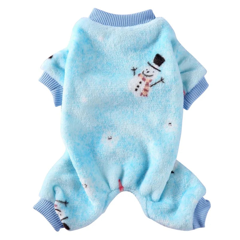 Dog Pajamas Winter Dog Clothes Dot Print Warm Jumpsuits Coat For Small Dogs Puppy Dog Cat Chihuahua Pomeranian Nightshirt Pants