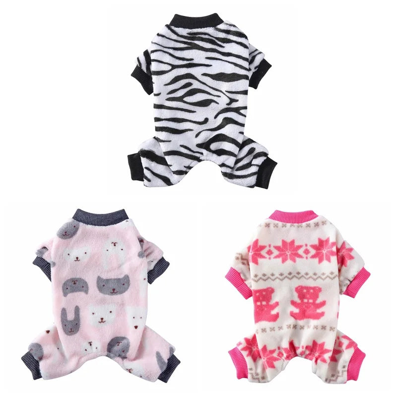 Dog Pajamas Winter Dog Clothes Dot Print Warm Jumpsuits Coat For Small Dogs Puppy Dog Cat Chihuahua Pomeranian Nightshirt Pants