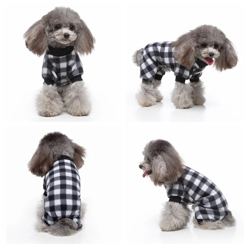 Dog Pajamas Winter Dog Clothes Dot Print Warm Jumpsuits Coat For Small Dogs Puppy Dog Cat Chihuahua Pomeranian Nightshirt Pants