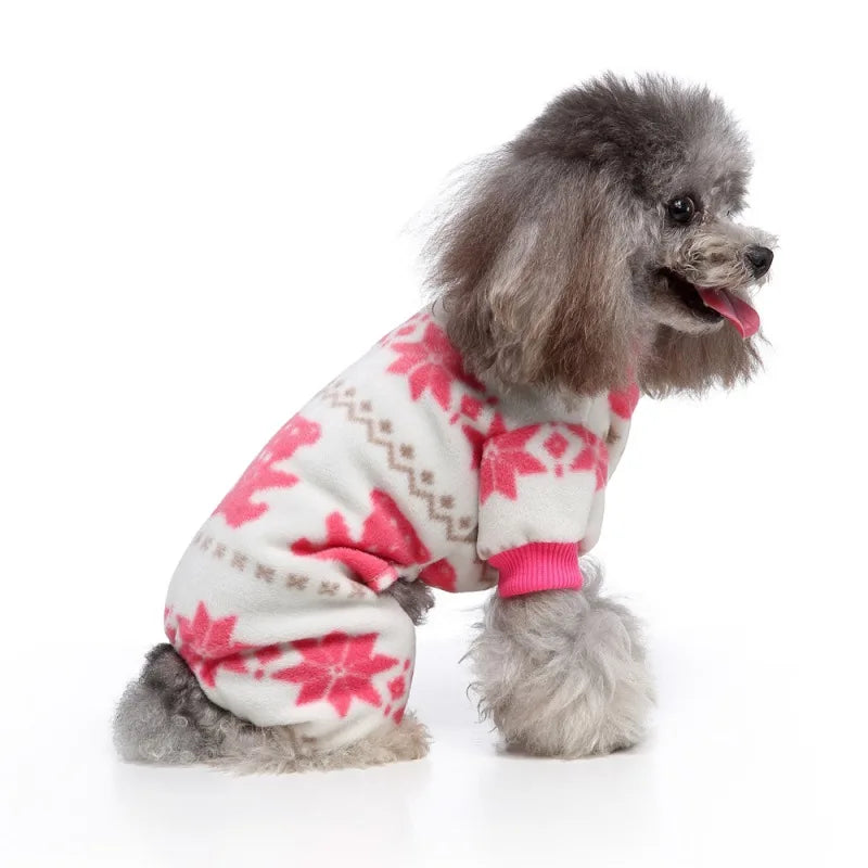 Dog Pajamas Winter Dog Clothes Dot Print Warm Jumpsuits Coat For Small Dogs Puppy Dog Cat Chihuahua Pomeranian Nightshirt Pants