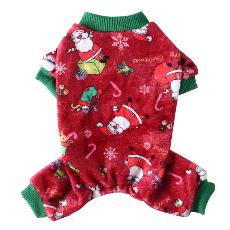 Dog Pajamas Winter Dog Clothes Dot Print Warm Jumpsuits Coat For Small Dogs Puppy Dog Cat Chihuahua Pomeranian Nightshirt Pants