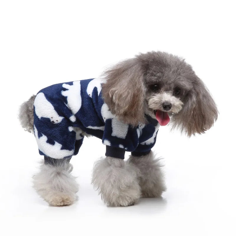 Dog Pajamas Winter Dog Clothes Print Warm Jumpsuit Coat For Small Dogs Puppy Dog Cat Chihuahua Pomeranian Clothing Jumpsuits