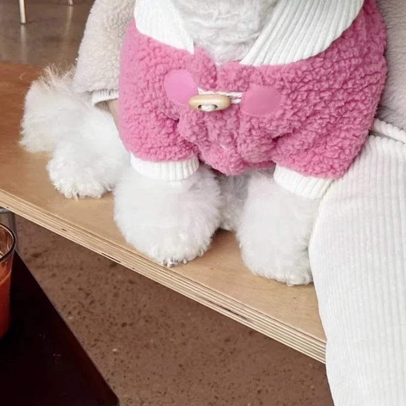 Autumn Soft Dog Jacket Coat Cute Solid Dog Clothes Luxury Puppy Overcoat Warm Plush Cat Hoodie Jacket Chihuahua Pet Coat Costume