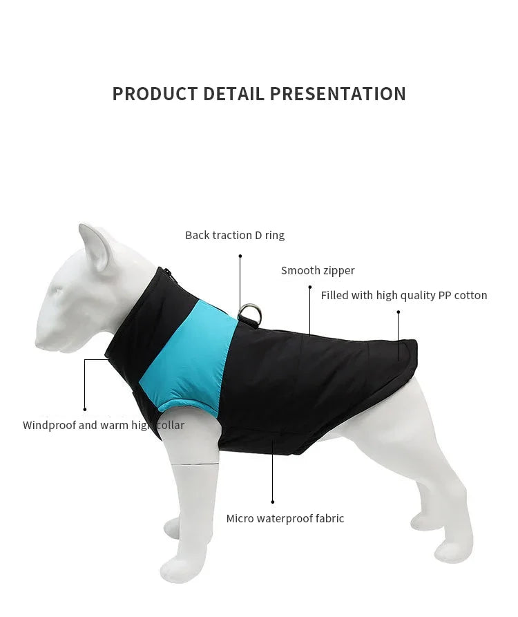 Waterproof Padded Zipper Jacket for Dogs, Warm Dog Clothes, Pet Coat, Winter Vest, Small and Medium Dogs, The Dog Face Outfit