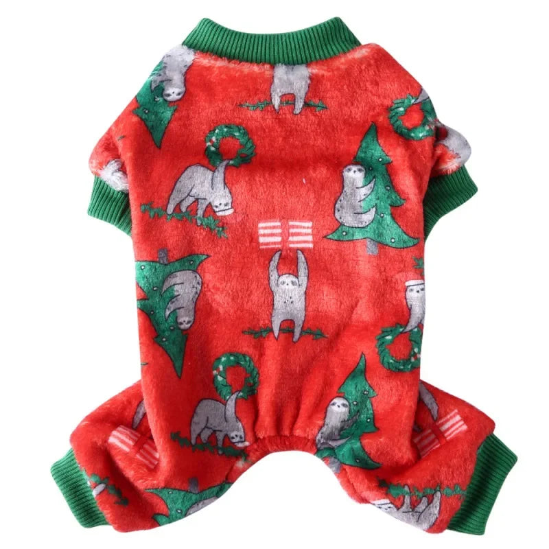 Dog Pajamas Winter Dog Clothes Print Warm Jumpsuit Coat For Small Dogs Puppy Dog Cat Chihuahua Pomeranian Clothing Jumpsuits