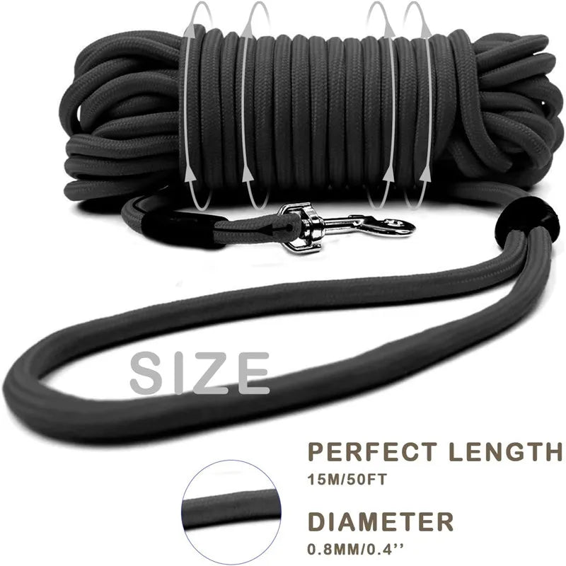 5m 10m 15m Long Dog Leash Nylon Long Tracking Round Rope Outdoor Walking Training Pet Lead Leashes for Small Medium Large Dogs