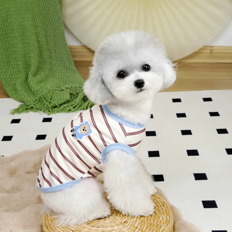 Striped Dog Cooling Vest Cute Dog Clothes Summer Pet T Shirts Chihuahua Costume Bichon Dog Clothing Cat Undershirt Puppy Vests