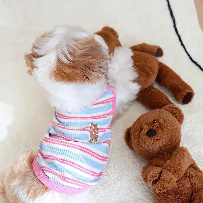 Striped Dog Cooling Vest Cute Dog Clothes Summer Pet T Shirts Chihuahua Costume Bichon Dog Clothing Cat Undershirt Puppy Vests