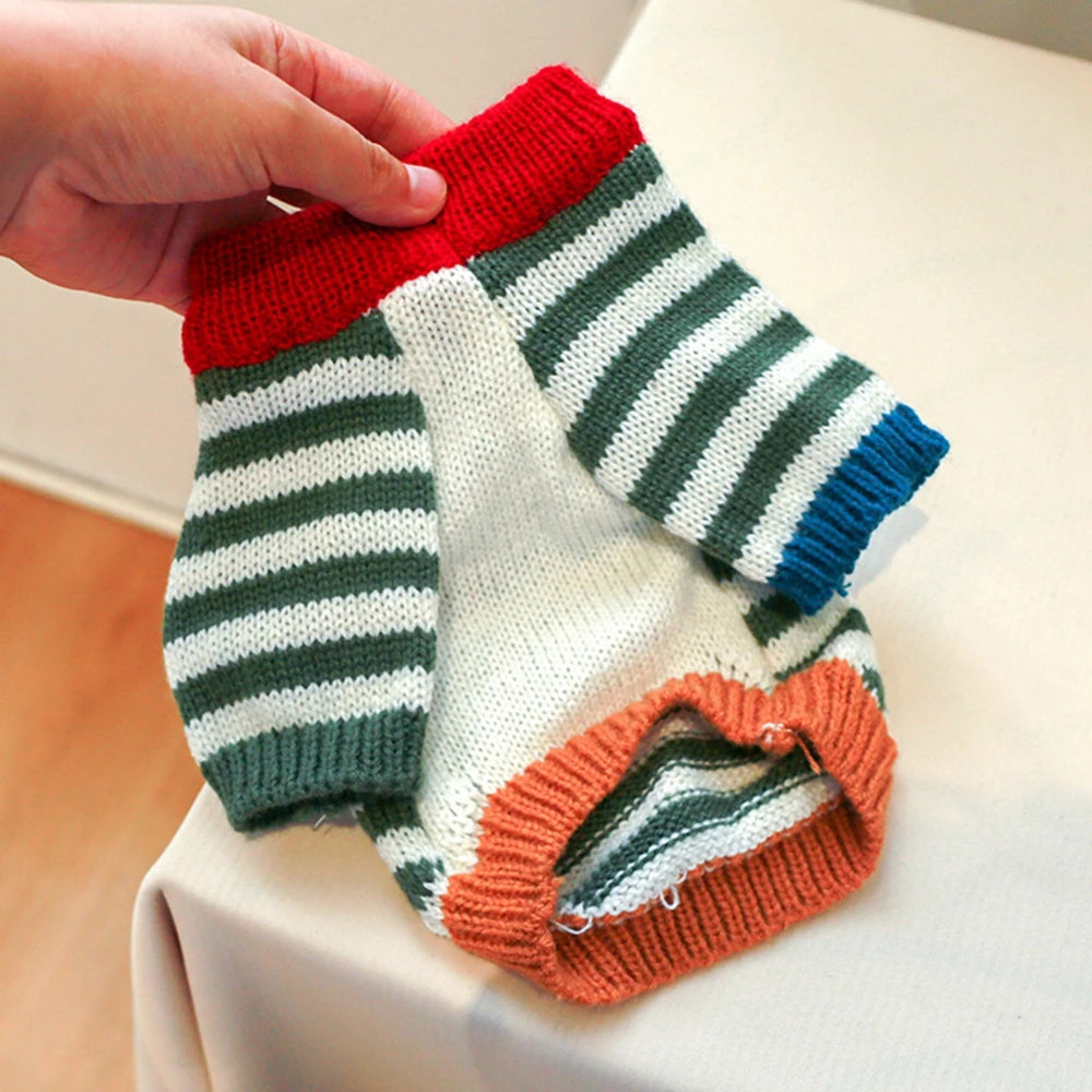 Christmas Dog Sweater Warm Pet Sweater Cute Striped Knitted Bowtie Puppy Cat Sweater Dog Sweatshirt Clothes Coat Outfit Apparel