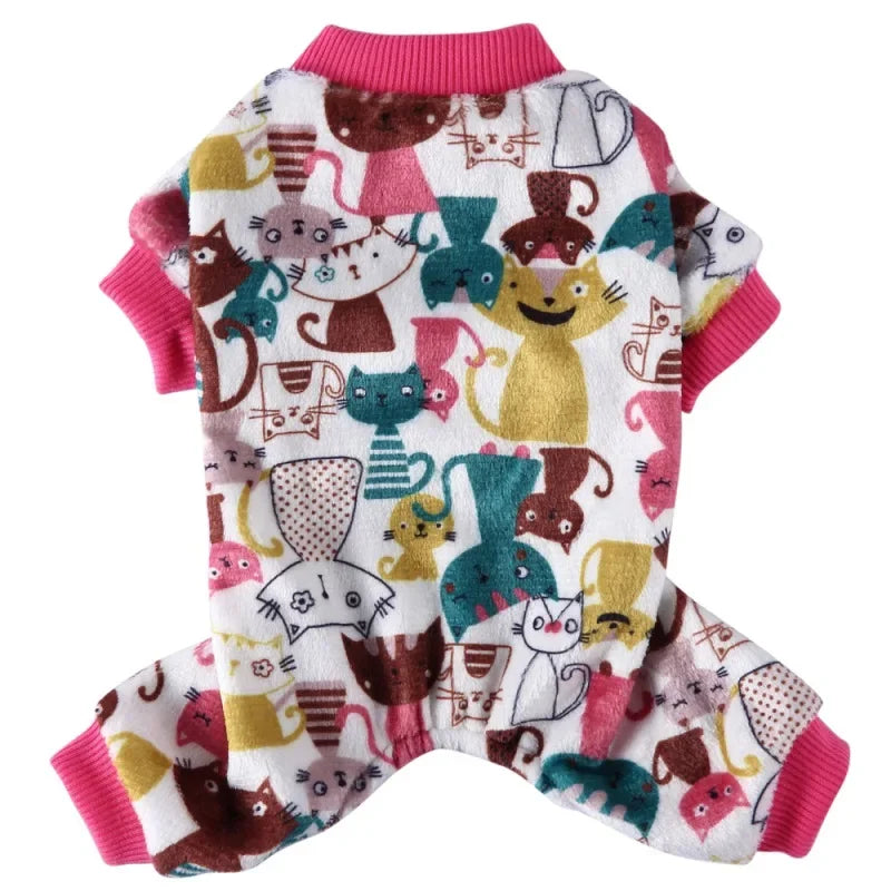 Dog Pajamas Winter Dog Clothes Print Warm Jumpsuit Coat For Small Dogs Puppy Dog Cat Chihuahua Pomeranian Clothing Jumpsuits