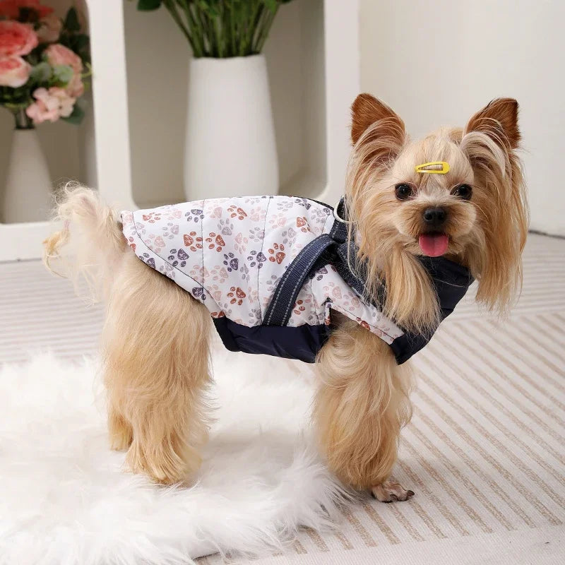 Pet Puppy Jacket With Harness Autumn Winter Warm Dog Clothes For Small Medium Dogs Cat Safe Reflective Waterproof Chihuahua Coat