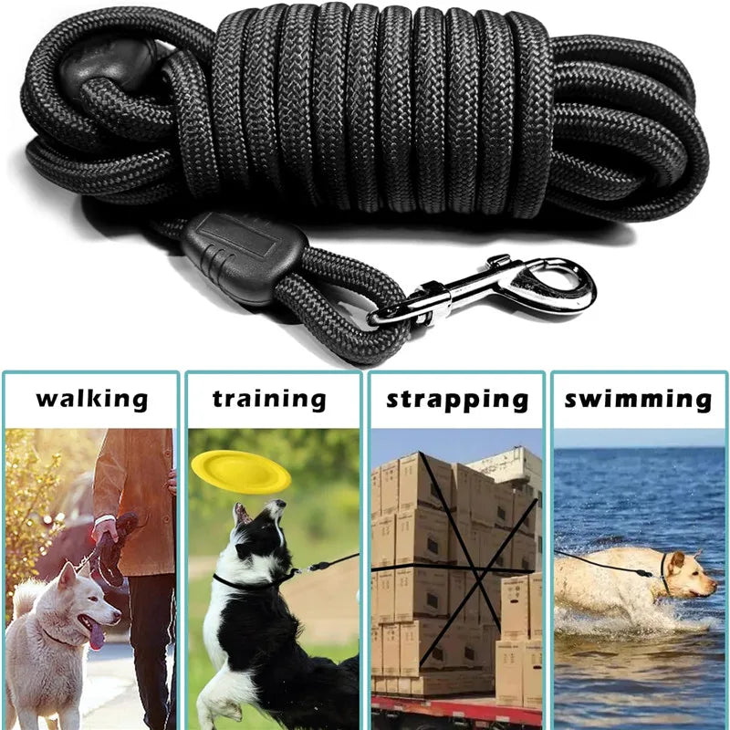 5m 10m 15m Long Dog Leash Nylon Long Tracking Round Rope Outdoor Walking Training Pet Lead Leashes for Small Medium Large Dogs