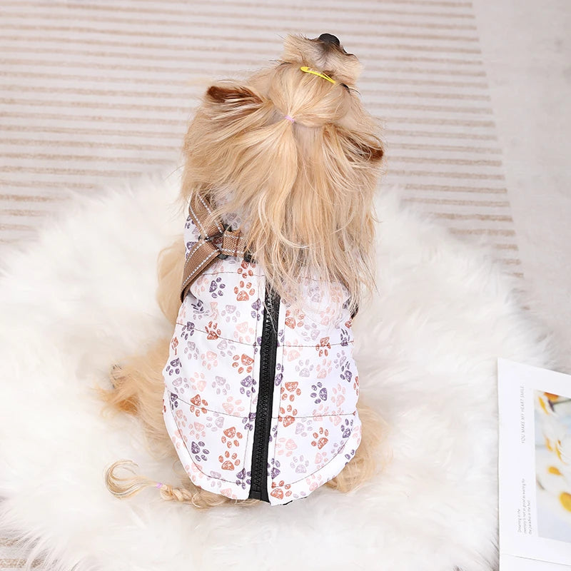 Pet Puppy Jacket With Harness Autumn Winter Warm Dog Clothes For Small Medium Dogs Cat Safe Reflective Waterproof Chihuahua Coat