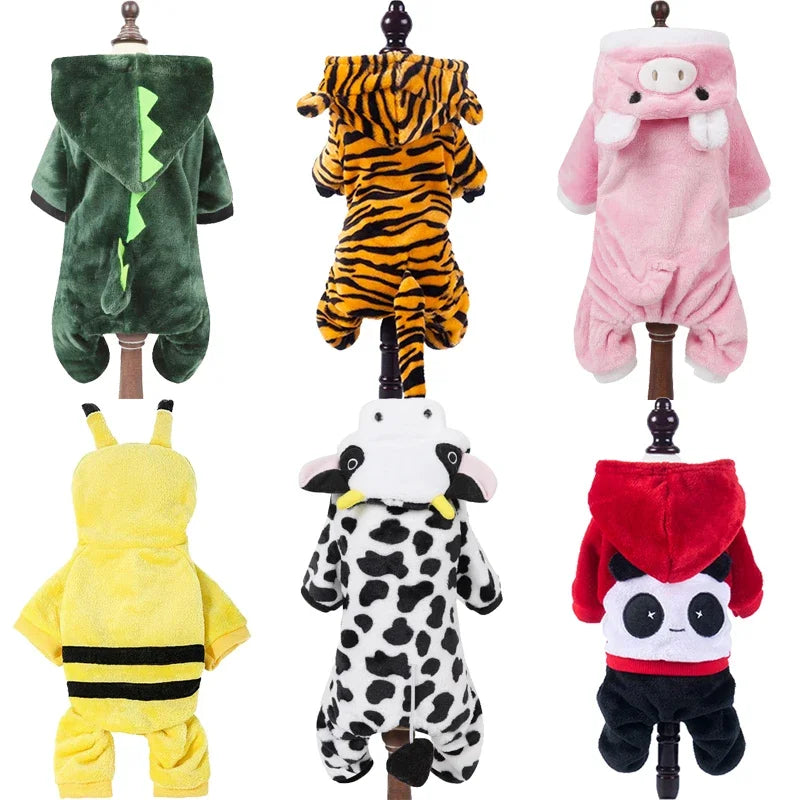 Pet Clothes for Small Medium Dogs Flannel Dog Jumpsuits Soft Comfortable Winter Warm Dog Cat Costume  Chihuahua Teddy Pet Coats