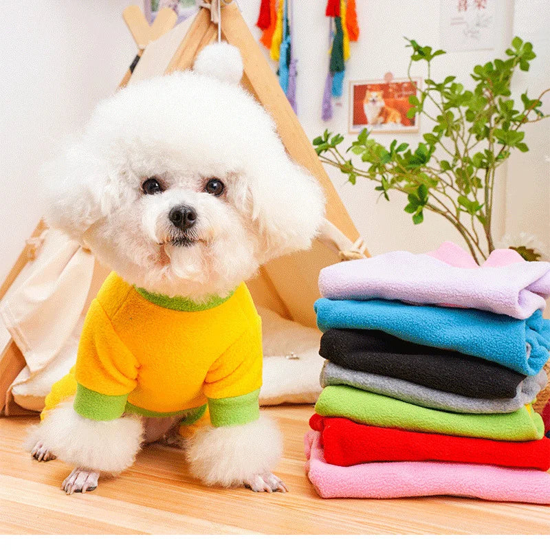 Heart Pattern Dog Pajamas for Small Dogs,Warm Fleece Dog Jumpsuit Yorkie Puppy Onesie Autumn Winter Clothes Pet Apparel