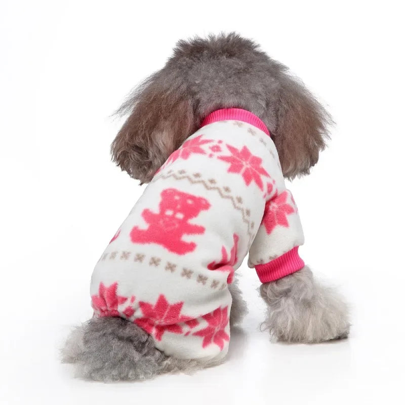 Dog Pajamas Winter Dog Clothes Print Warm Jumpsuit Coat For Small Dogs Puppy Dog Cat Chihuahua Pomeranian Clothing Jumpsuits