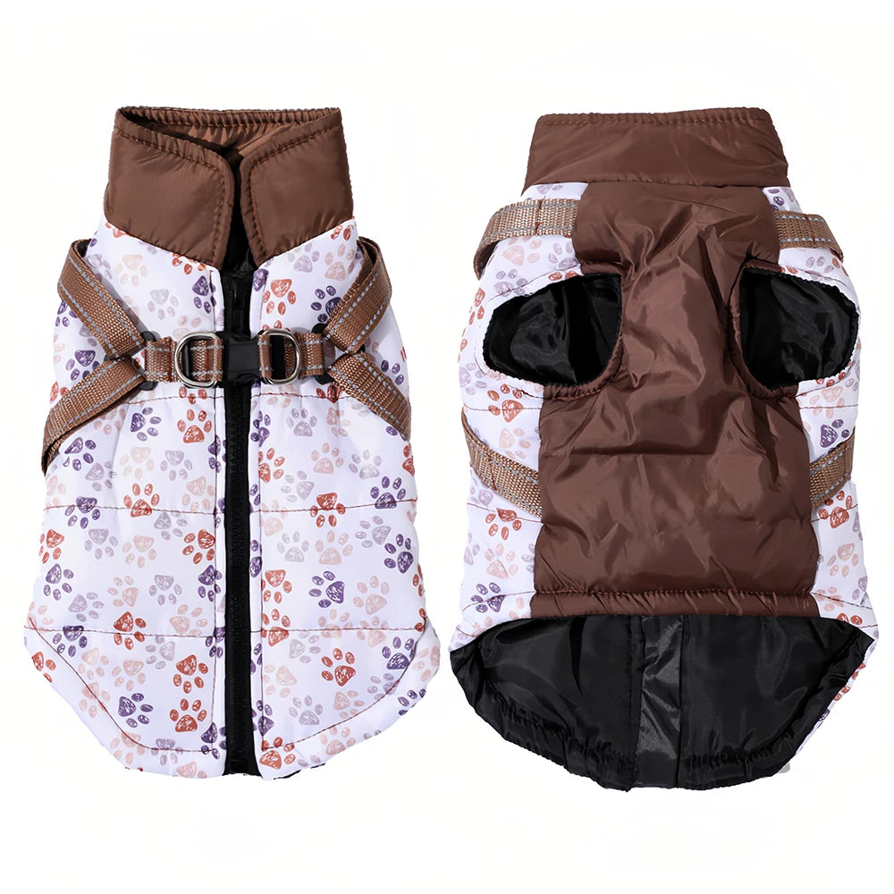 Pet Puppy Jacket With Harness Autumn Winter Warm Dog Clothes For Small Medium Dogs Cat Safe Reflective Waterproof Chihuahua Coat